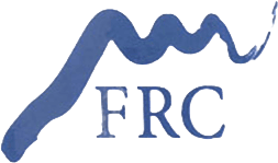 FRC株式会社のロゴデザイン、グラフと山のシルエットを組み合わせた企業ブランドアイコン.